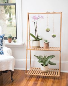 Bamboo Plant Stand with Hanging Bar